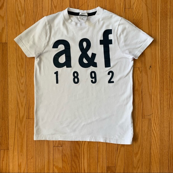 ABERCROMBIE & FITCH KIDS MUSCLE TEE WHITE T-SHIRT WITH LOGO - Picture 1 of 4
